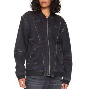 NWT Sandrine Rose X Free People Bomber Jacket in Rock Medium